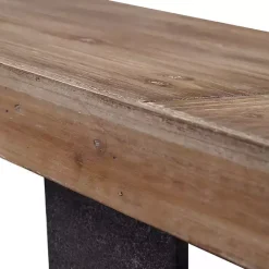 Kirklands Home Console Tables|Weathered Oak and Metal Console Table Tan