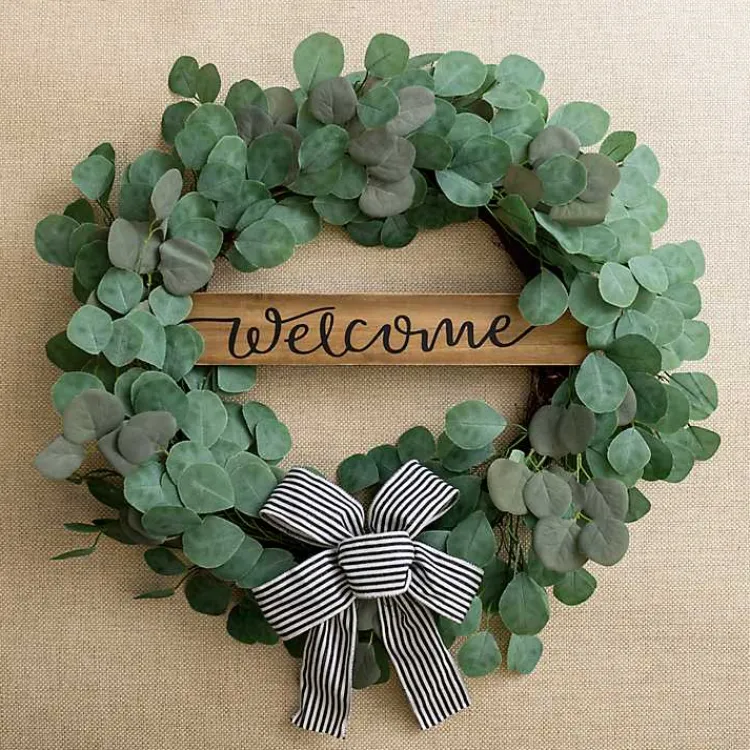 Welcome Bow Eucalyptus Wreath, 24 in. Wreaths