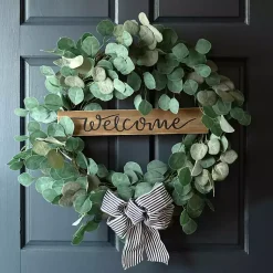 Welcome Bow Eucalyptus Wreath, 24 in. Wreaths