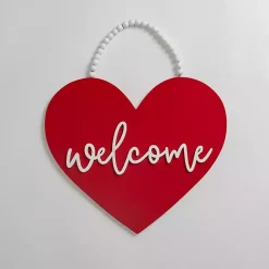 Discount Welcome Heart Hanging Wall Plaque Valentines Day Decorations