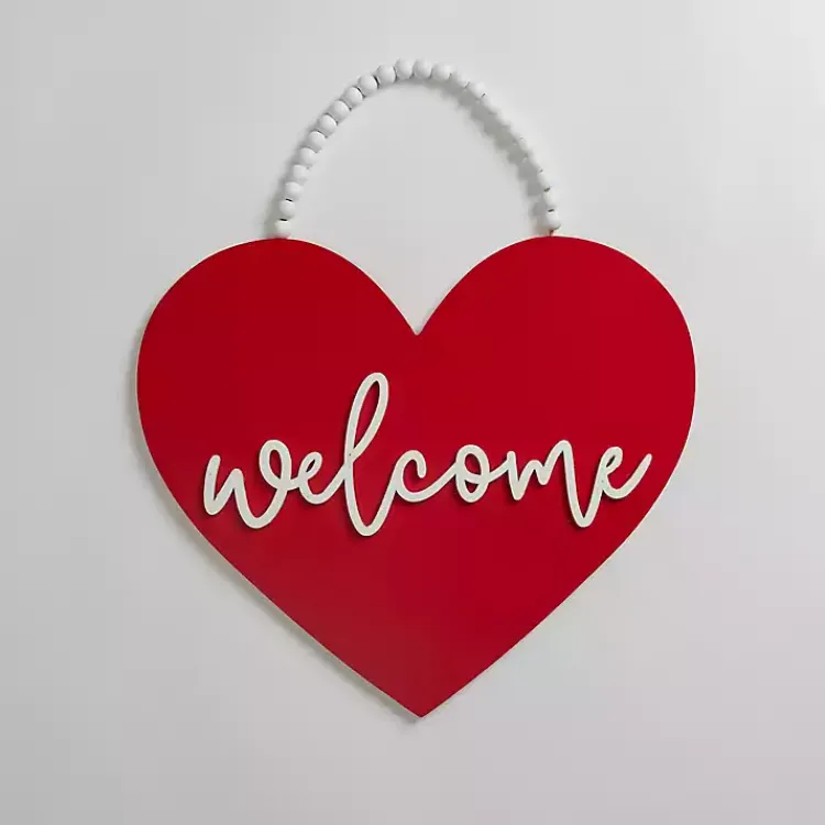 Discount Welcome Heart Hanging Wall Plaque Valentines Day Decorations