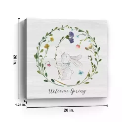 Discount Welcome Spring Bunny Wreath Canvas Art Print Easter Decorations