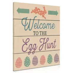 Clearance Welcome to the Egg Hunt Wood Wall Plaque Easter Decorations