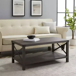 Kirklands Home Coffee Tables|Wenge Sable Gray X-Frame Coffee Table
