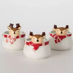Sale Whimsical Reindeer Ceramic Containers, Set of 3 Christmas Dining & Entertaining