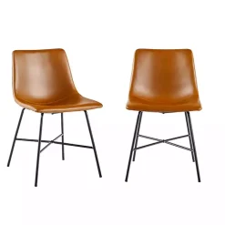 Kirklands Home Dining Chairs|Whiskey Faux Leather Scoop Dining Chairs, Set of 2 Brown