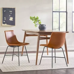 Kirklands Home Dining Chairs|Whiskey Faux Leather Scoop Dining Chairs, Set of 2 Brown