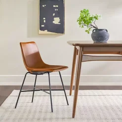 Kirklands Home Dining Chairs|Whiskey Faux Leather Scoop Dining Chairs, Set of 2 Brown