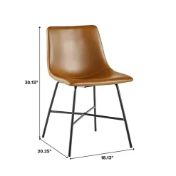 Kirklands Home Dining Chairs|Whiskey Faux Leather Scoop Dining Chairs, Set of 2 Brown