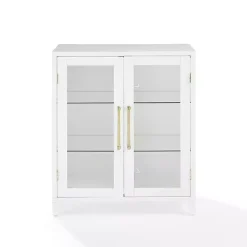 Kirklands Home Cabinets & Sideboards|& Gold Glass Door Storage Cabinet White