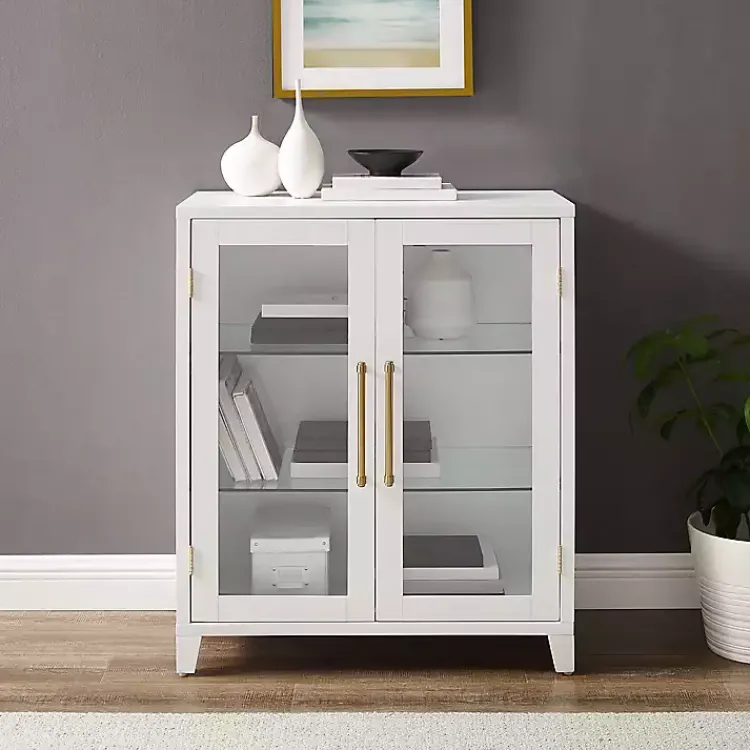 Kirklands Home Cabinets & Sideboards|& Gold Glass Door Storage Cabinet White