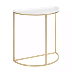 Kirklands Home Accent & End Tables|& Gold Half Moon Dorrah Accent Table White