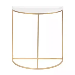 Kirklands Home Accent & End Tables|& Gold Half Moon Dorrah Accent Table White