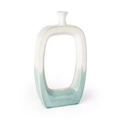 Clearance White & Turquoise Ceramic Cut-Out Vase, 18 in. Vases