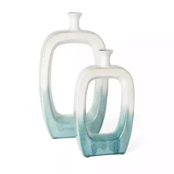 Clearance White & Turquoise Ceramic Cut-Out Vase, 18 in. Vases