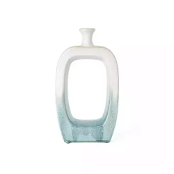 Best White & Turquoise Ceramic Cut-Out Vase, 14 in. Vases