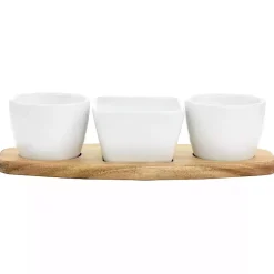 Kirklands Home Serving & Entertaining|White Acacia Wood Base 4-pc. Tidbit Dish Set