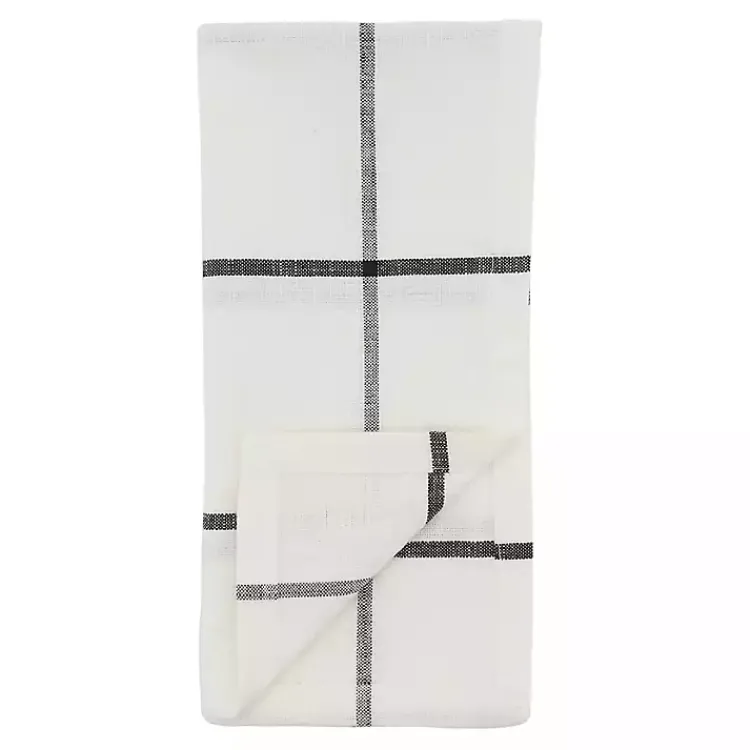 Kirklands Home Table Linens|White and Black Plaid Cotton Napkins, Set of 4