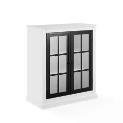 Kirklands Home Cabinets & Sideboards|White and Black Windowpane Doors Cabinet