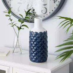 Online White and Blue Coastal Ceramic Vase, 13 in. Vases