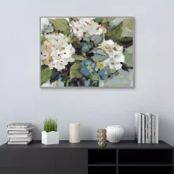 Kirklands Home Framed Art|White and Blue Hydrangeas Framed Canvas Art Print