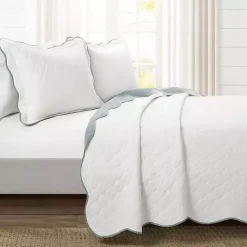 Kirklands Home Quilts|White and Blue Scallop 3-pc. King Quilt Set