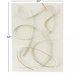 Kirklands Home Wall Plaques|White and Gold Iron Abstract Wave Plaque