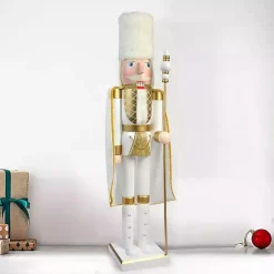 White and Gold King Nutcracker Christmas Decorations