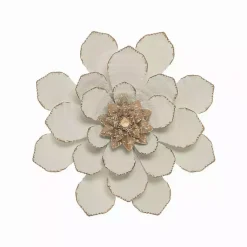 Kirklands Home Wall Plaques|and Gold Metal Flower Small Wall Plaque White