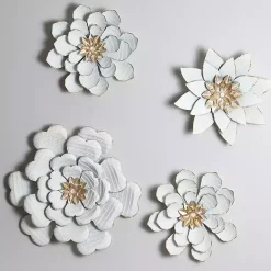 Kirklands Home Wall Plaques|and Gold Metal Flower Small Wall Plaque White