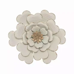 Kirklands Home Wall Plaques|and Gold Metal Flower Large Wall Plaque White