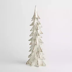 Sale White and Gold Pine Tree Figurine, 21in. Christmas Decorations