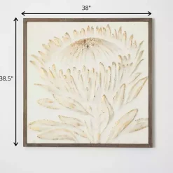 Kirklands Home Wall Plaques|White and Gold Protea Framed Wall Plaque