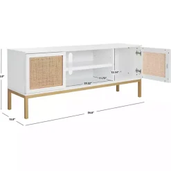 Kirklands Home Tv Stands & Media Consoles|and Gold Rattan Media Cabinet White