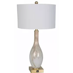 Kirklands Home Table Lamps|and Gold Swirl Glass Table Lamps, Set of 2 White