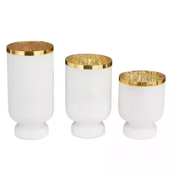 Sale White and Golden Goblet 3-pc. Candle Holder Set Candle Holders