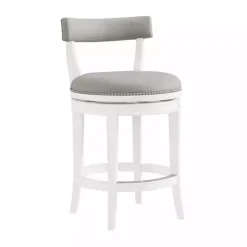 Kirklands Home Bar Stools & Counter Height Stools|White and Faux Leather Swivel Counter Stool Gray