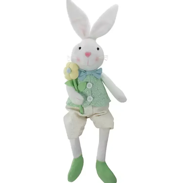 New White and Green Easter Bunny Plush Easter Decorations