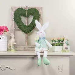 New White and Green Easter Bunny Plush Easter Decorations