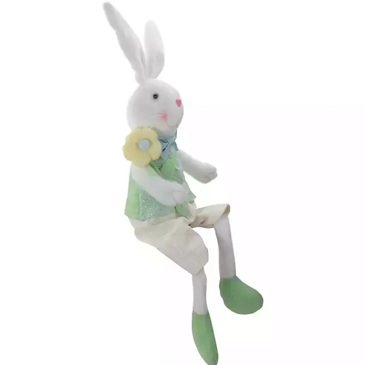 New White and Green Easter Bunny Plush Easter Decorations