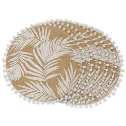 Kirklands Home Table Linens|White and Natural Fern Round Placemats, Set of 6