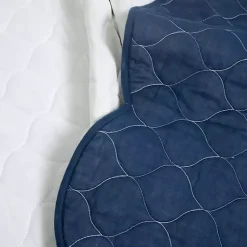 Kirklands Home Quilts|White and Navy Scallop 3-pc. King Quilt Set