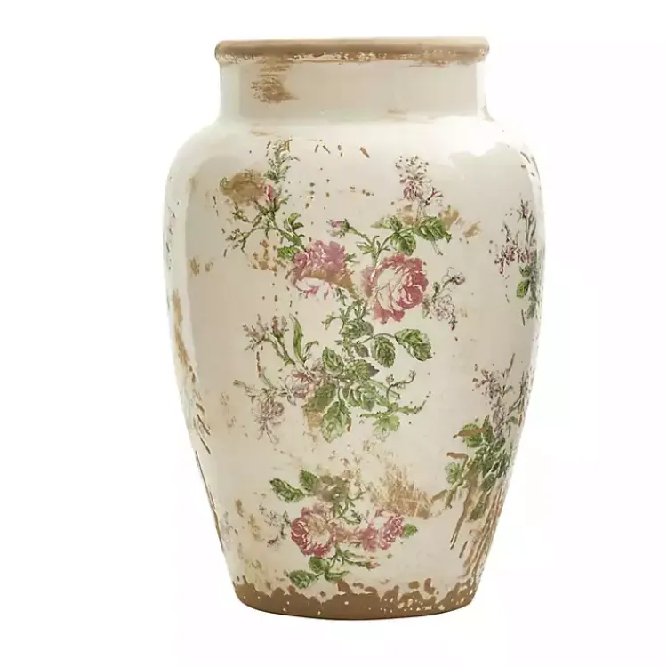 Sale White and Pink Floral Ceramic Vase Vases