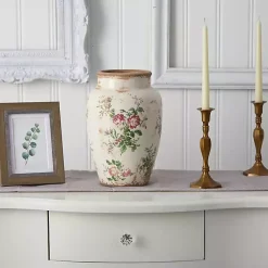 Sale White and Pink Floral Ceramic Vase Vases