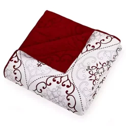 Kirklands Home Quilts|White and Red Pattern 3-pc. King Quilt Set