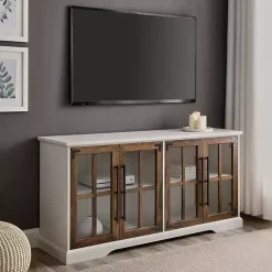 Kirklands Home Tv Stands & Media Consoles|and Rustic Oak Glass Door TV Stand White