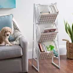 Online White and Silver Basket Tower Baskets & Boxes