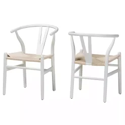 Kirklands Home Dining Chairs|and Tan Wishbone Dining Chairs, Set of 2 White