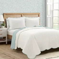 Kirklands Home Quilts|White and Teal Scallop 3-pc. King Quilt Set