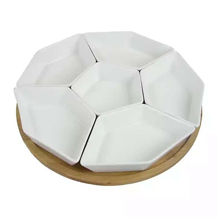 Kirklands Home Serving & Entertaining|White Bamboo 7-pc. Lazy Susan Serving Tray